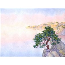 Картина на холсте по фото Модульные картины Печать портретов на холсте Дерево на скале - Фотообои акварель