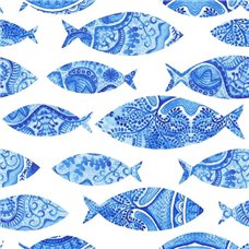Картина на холсте по фото Модульные картины Печать портретов на холсте Синие рыбки - Фотообои акварель