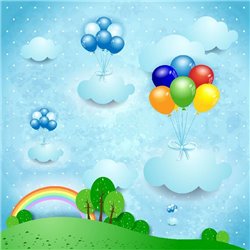 Воздушные шары на тучах - Фотообои детские|универсальные - Модульная картины, Репродукции, Декоративные панно, Декор стен