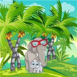 Слоны под пальмой - Фотообои детские|универсальные - Модульная картины, Репродукции, Декоративные панно, Декор стен