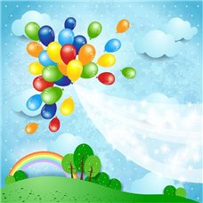 Картина на холсте по фото Модульные картины Печать портретов на холсте Воздушные шарики в небе - Фотообои детские|для малышей