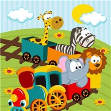 Картина на холсте по фото Модульные картины Печать портретов на холсте Зоопарк на колесах - Фотообои детские|для малышей