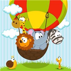 Картина на холсте по фото Модульные картины Печать портретов на холсте Зоопарк на воздушном шаре - Фотообои детские|для малышей