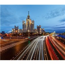 Картина на холсте по фото Модульные картины Печать портретов на холсте Ночная Москва - Фотообои Современный город