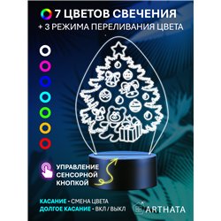 Детский ночник новогодний на батарейках елка и подарки