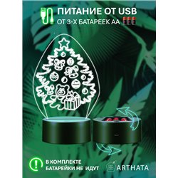 Детский ночник новогодний на батарейках елка и подарки