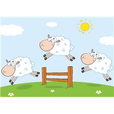 Картина на холсте по фото Модульные картины Печать портретов на холсте Веселые овечки - Фотообои детские|для малышей
