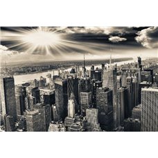 Картина на холсте по фото Модульные картины Печать портретов на холсте Черно-белая панорама города - Фотообои Современный город|Нью-Йорк