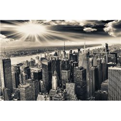Черно-белая панорама города - Фотообои Современный город|Нью-Йорк - Модульная картины, Репродукции, Декоративные панно, Декор стен