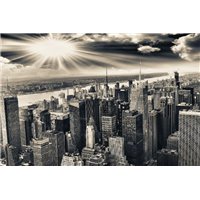 Портреты картины репродукции на заказ - Черно-белая панорама города - Фотообои Современный город|Нью-Йорк