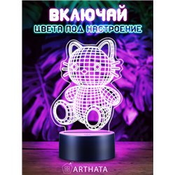 Детский ночник на батарейках светодиодный 3D котик