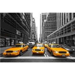 Такси на улице города - Фотообои Современный город - Модульная картины, Репродукции, Декоративные панно, Декор стен