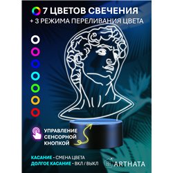 Декоративный светильник ночник на батарейках голова Давида