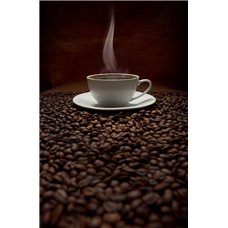 Картина на холсте по фото Модульные картины Печать портретов на холсте Чашка на зернах кофе - Фотообои Еда и напитки|кофе