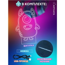 Светодиодный детский ночник на батарейках монстр циклоп