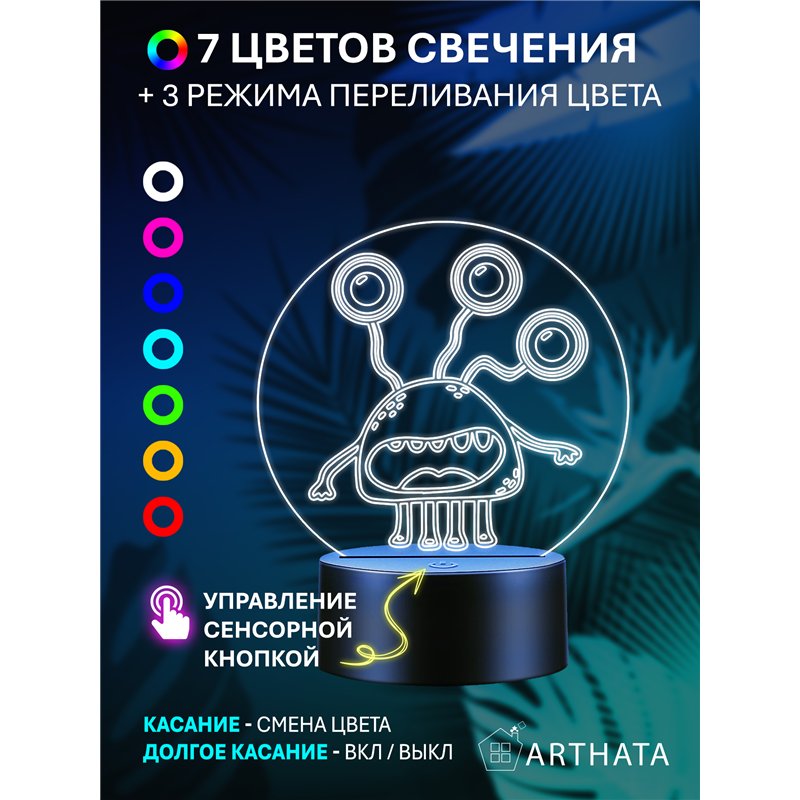 Светильник детский ночник светодиодный фигурка монстра
