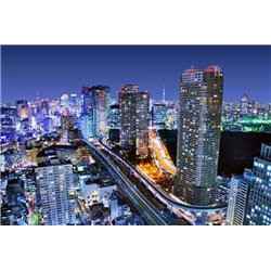 Здания в Токио - Фотообои Современный город|Ночной город - Модульная картины, Репродукции, Декоративные панно, Декор стен