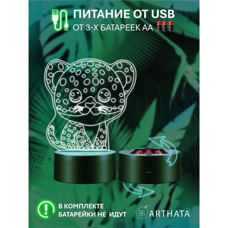 Светильник ночник детский светодиодный фигурка леопард