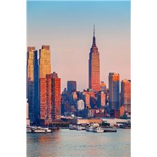 Картина на холсте по фото Модульные картины Печать портретов на холсте Горизонты Манхэттена на закате - Фотообои Современный город|Манхэттен