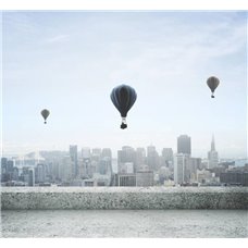 Картина на холсте по фото Модульные картины Печать портретов на холсте Воздушные шары над городом - Фотообои Современный город