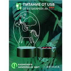 Беспроводной детский ночник девочкам светодиодный единорог