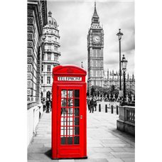 Картина на холсте по фото Модульные картины Печать портретов на холсте Красная телефонная будка - Фотообои Современный город|Англия