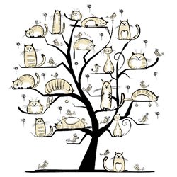 Котики на дереве - Фотообои детские - Модульная картины, Репродукции, Декоративные панно, Декор стен