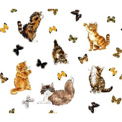 Бабочки и котики - Фотообои паттерн - Модульная картины, Репродукции, Декоративные панно, Декор стен
