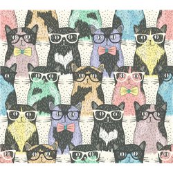 Коты в очках - Фотообои паттерн - Модульная картины, Репродукции, Декоративные панно, Декор стен