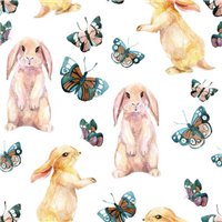 Портреты картины репродукции на заказ - Кролики и бабочки - Фотообои паттерн