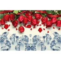 Портреты картины репродукции на заказ - Красные розы и бриллианты - Фотообои цветы