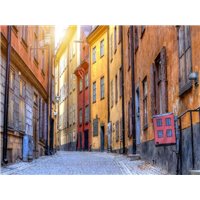 Портреты картины репродукции на заказ - Старый город в Стокгольме - Фотообои Старый город