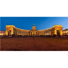 Картина на холсте по фото Модульные картины Печать портретов на холсте Ночная площадь - Фотообои Современный город|Санкт-Петербург
