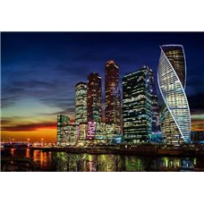 Картина на холсте по фото Модульные картины Печать портретов на холсте Ночная столица - Фотообои Современный город|Москва