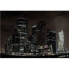 Картина на холсте по фото Модульные картины Печать портретов на холсте Ночная панорама - Фотообои Современный город|Москва
