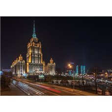 Картина на холсте по фото Модульные картины Печать портретов на холсте Ночная жизнь - Фотообои Современный город|Москва