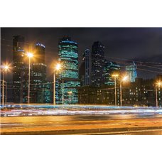 Картина на холсте по фото Модульные картины Печать портретов на холсте Ночные небоскребы - Фотообои Современный город|Москва