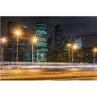 Портреты картины репродукции на заказ - Ночные небоскребы - Фотообои Современный город|Москва