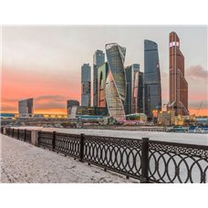 Картина на холсте по фото Модульные картины Печать портретов на холсте Столица на закате - Фотообои Современный город|Москва