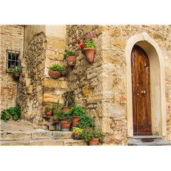 Цветы на улице - Фотообои Старый город|Италия - Модульная картины, Репродукции, Декоративные панно, Декор стен