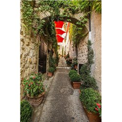 Красные зонты - Фотообои Старый город|Средиземноморье - Модульная картины, Репродукции, Декоративные панно, Декор стен