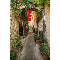 Красные зонты - Фотообои Старый город|Средиземноморье