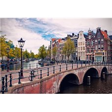 Картина на холсте по фото Модульные картины Печать портретов на холсте Мост в Амстердаме - Фотообои Старый город|Амстердам