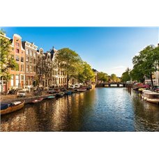 Картина на холсте по фото Модульные картины Печать портретов на холсте Река в городе - Фотообои Старый город|Амстердам