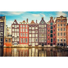 Картина на холсте по фото Модульные картины Печать портретов на холсте Дома на набережной - Фотообои Старый город|Амстердам