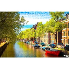 Картина на холсте по фото Модульные картины Печать портретов на холсте Канал в Амстердаме - Фотообои Старый город|Амстердам