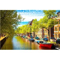 Портреты картины репродукции на заказ - Канал в Амстердаме - Фотообои Старый город|Амстердам