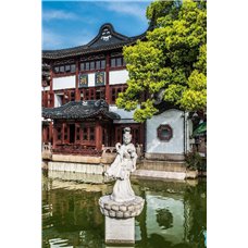 Картина на холсте по фото Модульные картины Печать портретов на холсте Статуя на пруду - Фотообои Японские и просто сады