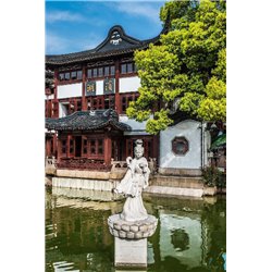 Статуя на пруду - Фотообои Японские и просто сады - Модульная картины, Репродукции, Декоративные панно, Декор стен