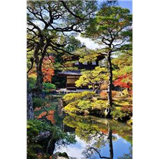 Картина на холсте по фото Модульные картины Печать портретов на холсте Дом с прудом - Фотообои Японские и просто сады